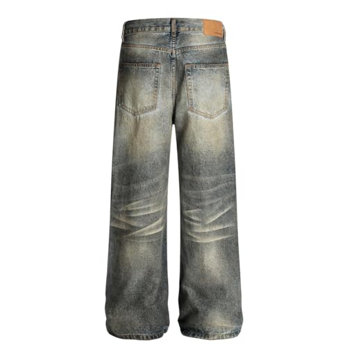 Men's Distressed Straight Jeans Ripped Denim Pants Streetwear Vintage Jeans Male3