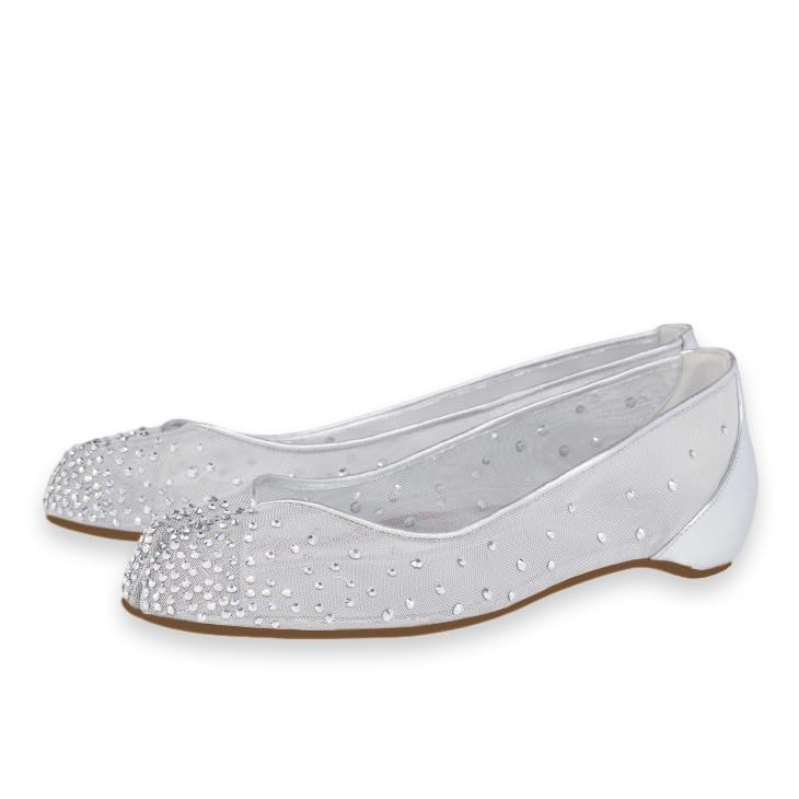 Beauty Cry Womens Tabi Shoes Split Toe Clear Rhinestone Ballet Flats Sexy Party Shoes