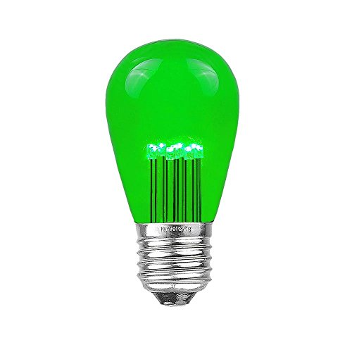 Novelty Lights 25 Pack LED S14 Outdoor Patio Edison Replacement Bulbs, Green, E26 Medium Base, 1 Watt