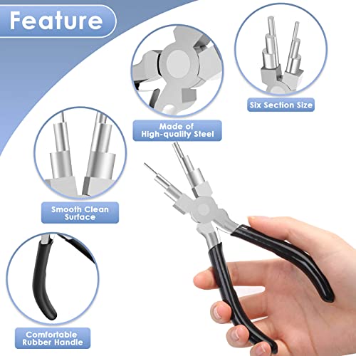 Image of Bail Making Pliers, 6 in 1 Round Nose Pliers for Making Jump Rings, Wire Wrapping, Jewelry Making, Loop Making, Forming Bends