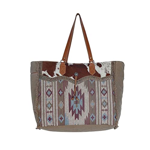 Image of Myra Bag Aztec Purse for Women - Canvas Bag with Real Leather Detailing, Boho Handbags for Women, Cute Western Purse