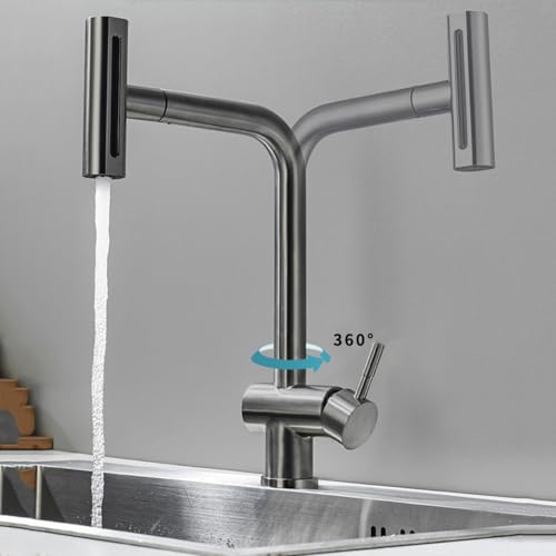 Robinet de cuisine extractible anti-éclaboussures à jet cascade