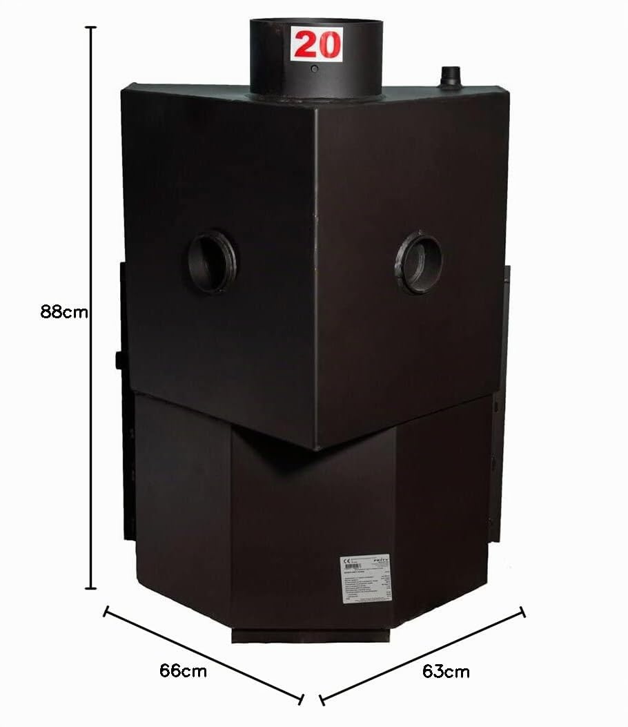 Prity - Inserto camino angolare caldaia MultiFuel a legna 25 Kw, W20