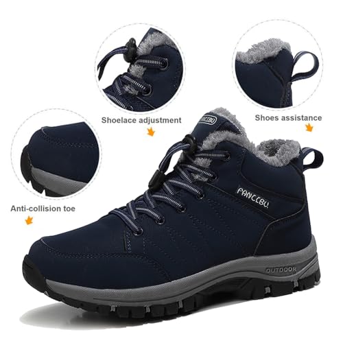 Image of Mens Winter Boots Casual Lightweight Waterproof Snow Boots Anti-Slip Fur Lined Trekking Backpacking Hiking Boots