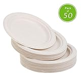 STACKABLES ~ 50 Pack Natural Colored Biodegradable Bagasse 7 inch Dinner Plates Eco Friendly Compostable Party Paper Plates ~ 17.8cm Round Disposable Sugercane Plates For Weddings Receptions & Parties - Image 8