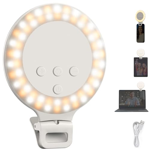 NEEWER ENTRY LEVEL VERSION Ringlicht Handy, 9,6cm Ring Light, 3W Clip on Selfie Licht, 3 Modi, CRI80 600mAh, für iPhone Laptop Desktop Computer Webcam...