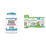 Orgain Organic Plant Based Protein + Superfoods Powder, Vanilla Bean - 2.02 lb & Organic Kids Protein Nutritional Shake, Vanilla - Great for Breakfast, 26 Vitamins & Minerals, 8.25 oz, 12 Count