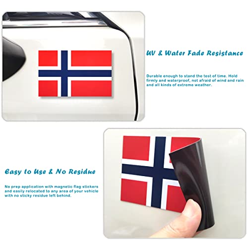 Image of JBCD Norway Norwegian Flag Magnet Decal - for Car SUV Truck, 3 Pack, 3x5 Inches