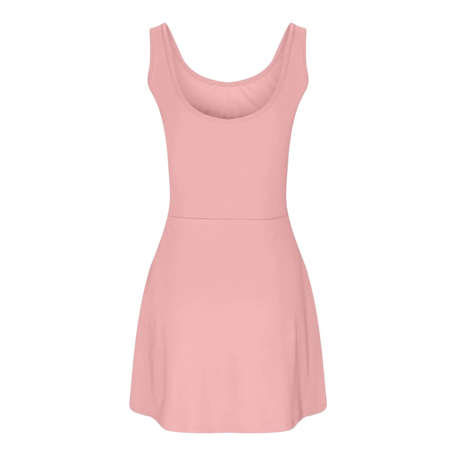 Tenniskleider for Damen, Schlichtes, Klassisches, Einfarbiges, Sportliches Minikleid Mit U-Ausschnitt, Integrierten Shorts Und BH, Figurbetontes Kleid Mit Seitlichem Schlitz