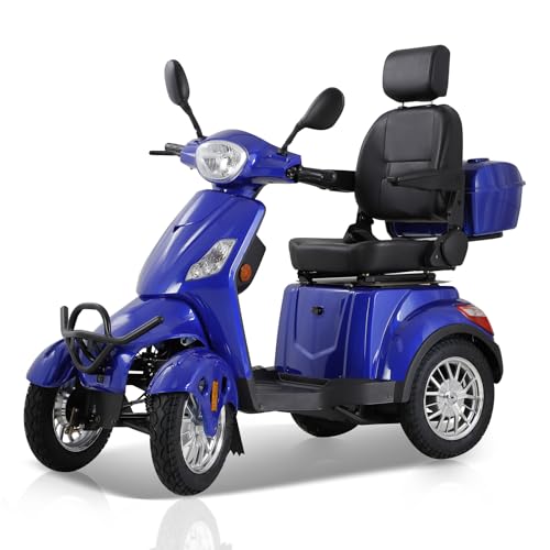 Mobility Scooters for Seniors & Adults 500lbs Capacity - 800W All Terrain Electric Powered Mobility Cart - Heavy Duty Mobility Scooter for Elderly w/Charger Remote Keys (Blue) - Thumbnail 7