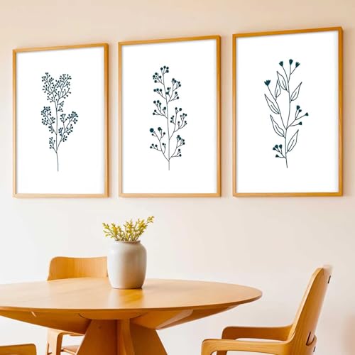 Image of kotart Botanical Art Home Decoration Painting | Floral Aesthetic Paintings With Frame For Living Room Bed Room Hotel Wall Decor Digital Reprint Set of 3 (14x20 Inch)