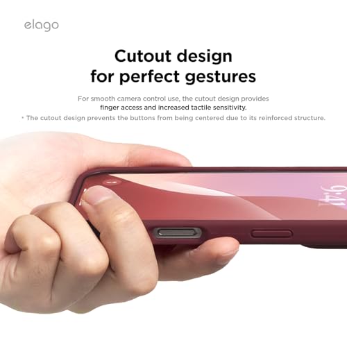 Image of elago Compatible with iPhone 16 Case, Premium Liquid Silicone Case, Full Body Protective Cover, Shockproof, Slim Phone Case, Anti-Scratch Soft Microfiber Lining, 6.1 inch (Burgundy)