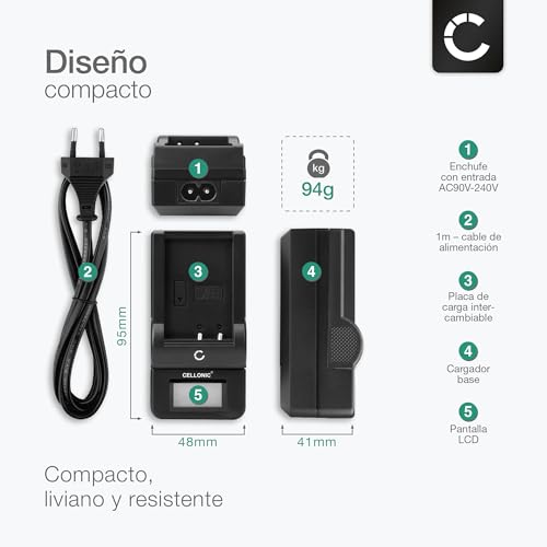 CELLONIC, Batería para Cámara, Compatible con Sony NP-FH50, NP-FH60, DCR-SR35, DCR-SX30 (7.4V, 700mAh) 2 Unidades + Cargador - imagen 6
