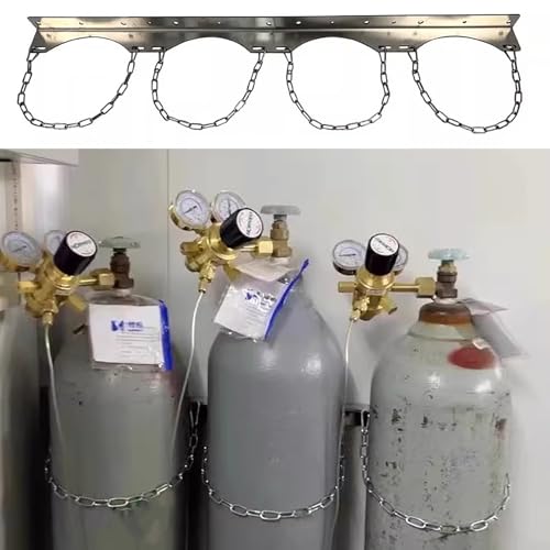Genérico Soporte Mural para bombonas de oxígeno y acetileno con Cadena de Seguridad: Estante de Almacenamiento Seguro para bombonas de Gases médicos e industriales, Resistente y Que Ahorra Espacio.