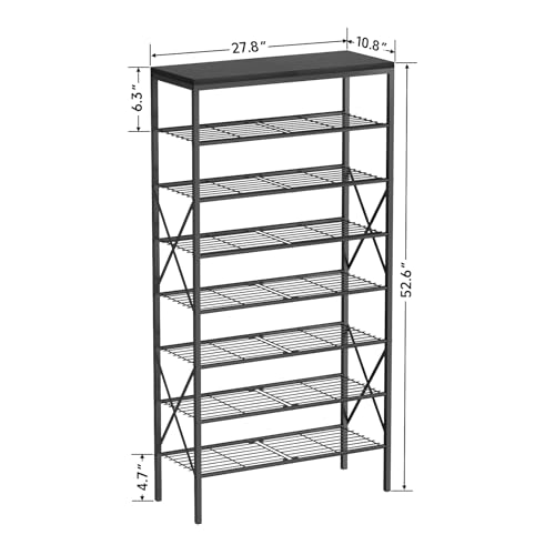 Image of 8 Tiers Shoe Rack, Large Capacity Shoe Rack Holds 32 Pairs of Shoes, Durable and Stable, Adjustable Metal Shelf Stackable Shoe Shelf for Entryway, Hallway, Living Room, Closet