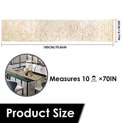 Gold Dining Outdoor Table Runner - Easter Spring Summer Table Runners 70 Inches Long Modern Wide Vinyl Waterproof Leaf Table Runner For Coffee Party Kitchen Living Room Home…… #TOP3