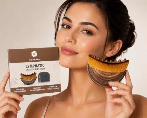 Image of Lymphatic Contour Face Brush, Manual Lymphatic Drainage Massager, Natural Makeup Brushes with Durable Soft Bristles, Hypoallergenic Ergonomic Facial Cleansing Brush for Sculpting