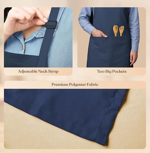 Image of CRASOME Kitchen Apron for Men & Women | Unisex Cooking Apron with 2 Front Pockets and Adjustable Straps | Apron for Chef, Hotel, Cafe, Restaurant, Gardening, Workshop