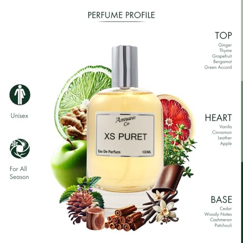 Image of Xs Puret | Luxury Unisex Eau De Parfum | Amber Woody Sweet | Perfume Spray for Men & Women | Strong & Long Lasting Fragrance | Luxury Gift for Him & Her | 100 ml