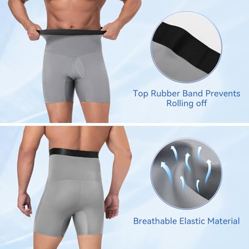 Mens Tummy Control Shorts High Waist Slimming Shapewear Body Shaper Belly Briefs Grey3