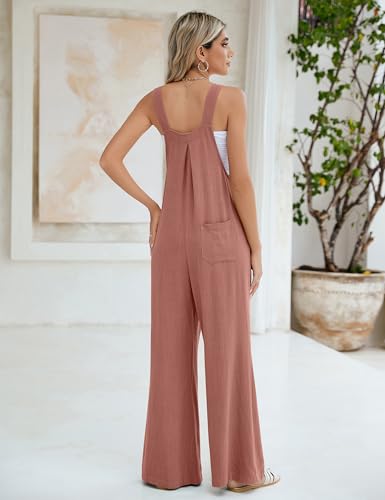 Blooming Jelly Womens Wide Leg Casual Jumpsuits Summer Comfy Overalls Linen Button Down Outfits 2024  thumb #2