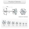 Dochais 14 Pairs Silver Earrings For Women Men, Zirconia Stud Earrings 3-8 Mm, Hypoallergenic Earrings, 316L Stainless Steel Earrings, Round Square Zirconia Four Six Claw Silver Earrings #1