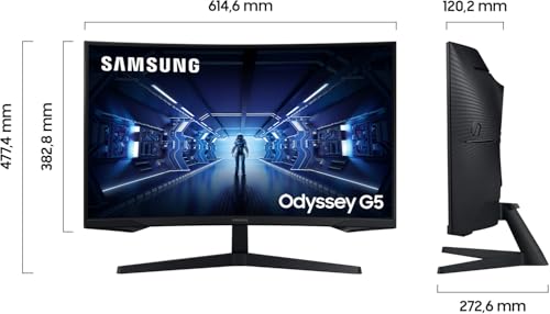 Samsung Odyssey G5 Curved Gaming Monitor C27G54TQBU, 27 Zoll, VA-Panel, WQHD-Aufl&ouml;sung, AMD FreeSync Premium, 1 ms (MPRT) Reaktionszeit, Bildwiederholrate 144 Hz, Schwarz