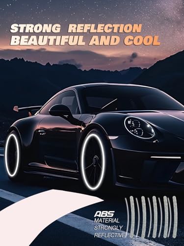 Image of 20PCS Car Wheel Reflective Decorative Strip,Night Safety Warning Stickers,Cars,Motorcycles,Bicycles are Applicable, Colorful and Diverse, a Street the Most Beautiful Car (Bling Silver)