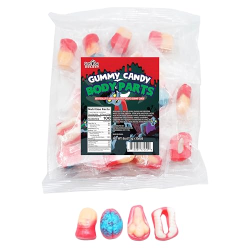 Fusion Select 8 Oz Individually Wrapped Gummy Body Parts Candy - Halloween Gummies & Trick or Treat Candy for Party & Goodie Bags - Spooky Assortment of Brain, Teeth, Fingers & Nose Candies - image 1