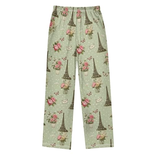 Pajama Pants Lounge Sleep PJ Bottoms Sleepwear Elastic Waist Drawstring S Flower and Butterfly2