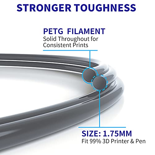 Image of Geeetech PETG Filament 1.75mm, 1 KG (2.2lbs) Spool 3D Printer Filament, High-Toughness, ±0.02mm Accuracy, Neatly Wound & Moistureproof, Non-Clogging Non-Stringing, Fits Most FDM Printers, Silver