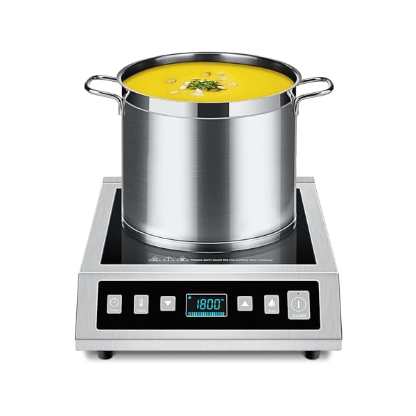 AMZCHEF Induction Cooktop Commercial, Professional Portable Induction Burner, 1800W Countertop Stove Burner with ETL-Certified Induction Hot Plate 3 Hours Timer,8 Temperature & Power Levels,LCD Screen