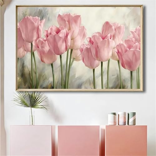 Kit Peinture Diamant Tulipe Rose 5D pour Adultes et Enfants - Toile 50x100cm