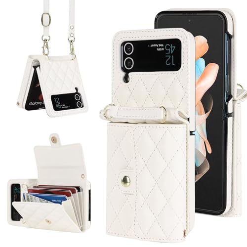 Coque en cuir de luxe pour Galaxy Z Flip 3 avec porte-cartes