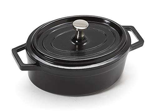 G.E.T. Enterprises CA-103-BK/BK 12 oz. Mini Oval Pot with Lid, black