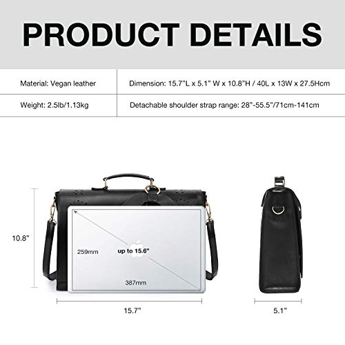 image for ECOSUSI Women's Briefcase Vegan Leather 15.6 inch Laptop Bag for Work 
