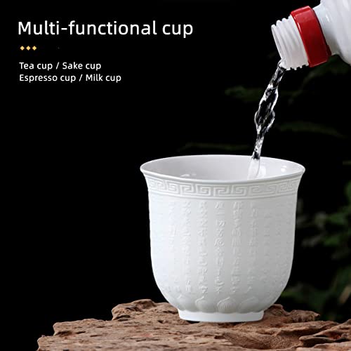 Weopycj Japanese Ceramic Tea Cups White,Traditional Chinese Gongfu Tea Cups Set Of 2,Porcelain Buddhist Heart Sutra Teamugs,Sake Coffee Cappuccino Espresso Cups 6.5Oz #TOP5