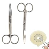 2 Pack Premium Ostomy Scissors, Curved Blunt-Tip Medical Scissors Surgical Steel Shears, Small Bandage Scissor for Stoma Bag & Bandage Care, Nursing, Home & Veterinary Use (A)