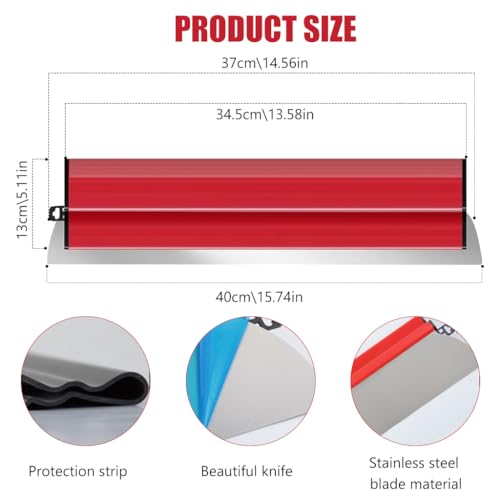 Image of Serplex Skimming Blade 15.7 Inch Stainless Steel Trowel With Rubber Handle | Smooth Wall Putty Spreads, Reduces Fatigue, Durable Steel Build, 15.7 Inch Reach, Easy Clean and Support Ready