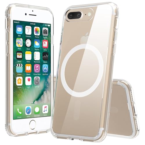 FanTEK Phone Case Compatible with iPhone 7 Plus & iPhone 8 Plus 5.5 Inch, Magnetic Clear Case Protective Bumper Hard Back Cover