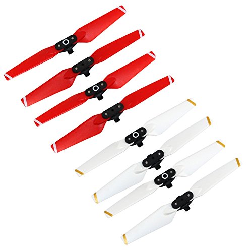 PENIVO 8pcs / set Spark hélice, Quick Release hélices plegables 4730F Colored Props Blades para DJI Spark Drone (Rojo + Blanco)