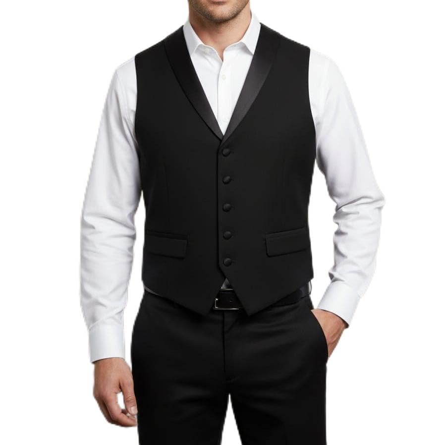 CK Fashion Men's Solid Waistcoat Blazer V Neck Jacket for Casual Formal Wear-picture-54