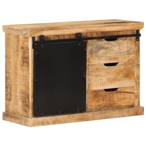 CKioict Aparador para sala de estar, comedor, armario, pasillo, aparador, 80 x 30 x 55 cm, madera de mango rugosa maciza para entrada, pasillo, sala de estar