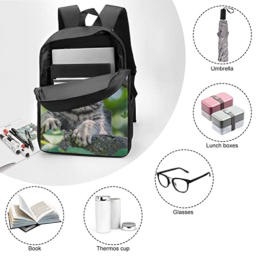 Sac à dos grande capacité 17 pouces imprimé 3D chat résistant - 6