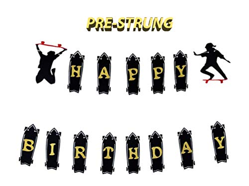 E&L Skateboard Theme Happy Birthday Banner, Skateboard Theme Party Supplies, Skateboard Theme Party