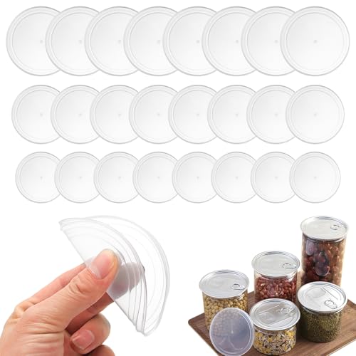 24 Pcs Couvercles pour Boîtes de Conserve d'Aliments, Couvercles en Plastique Réutilisables pour Aliments Animaux Chats et Chiens, Couvercle pour Chats et...