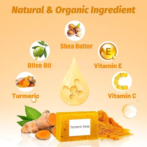 Image of MS MAGIC SECRET Turmeric & Kojic Acid Soap for Dark Spots & Hyperpigmentation - Skin Brightening, Anti-Aging, and Skin Tone Evenizer - Natural Facial & Body Soap for Glowing Skin (Pack of 2)