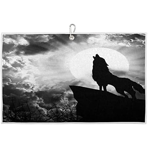 Funky Qiu Golf Towel Animal Wild Wolf Howling,Golf Towel for Bag Quick Dry Microfiber Golf Accessories for Yoga,Gym,Workout,Fitness,15" x 24" Cover