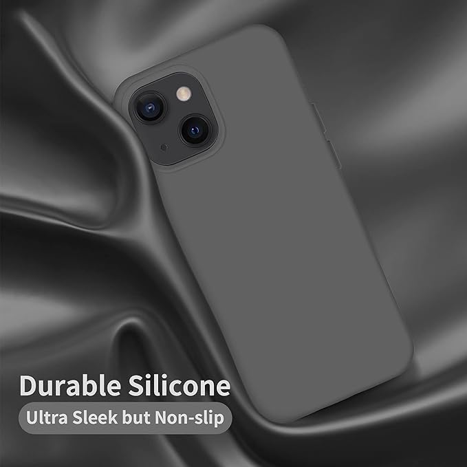 Image of Compatible with iPhone 15 Silicone Case, Slim Shockproof Protective Cover, Drop Protection and Camera Protection, MagSafe Compatible, Soft Microfiber Lining Inside (Gray)