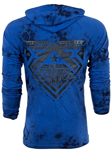 American Fighter Men's Long Sleeve Hoodie WOLF LAKE Shirt Blue S-3XL3